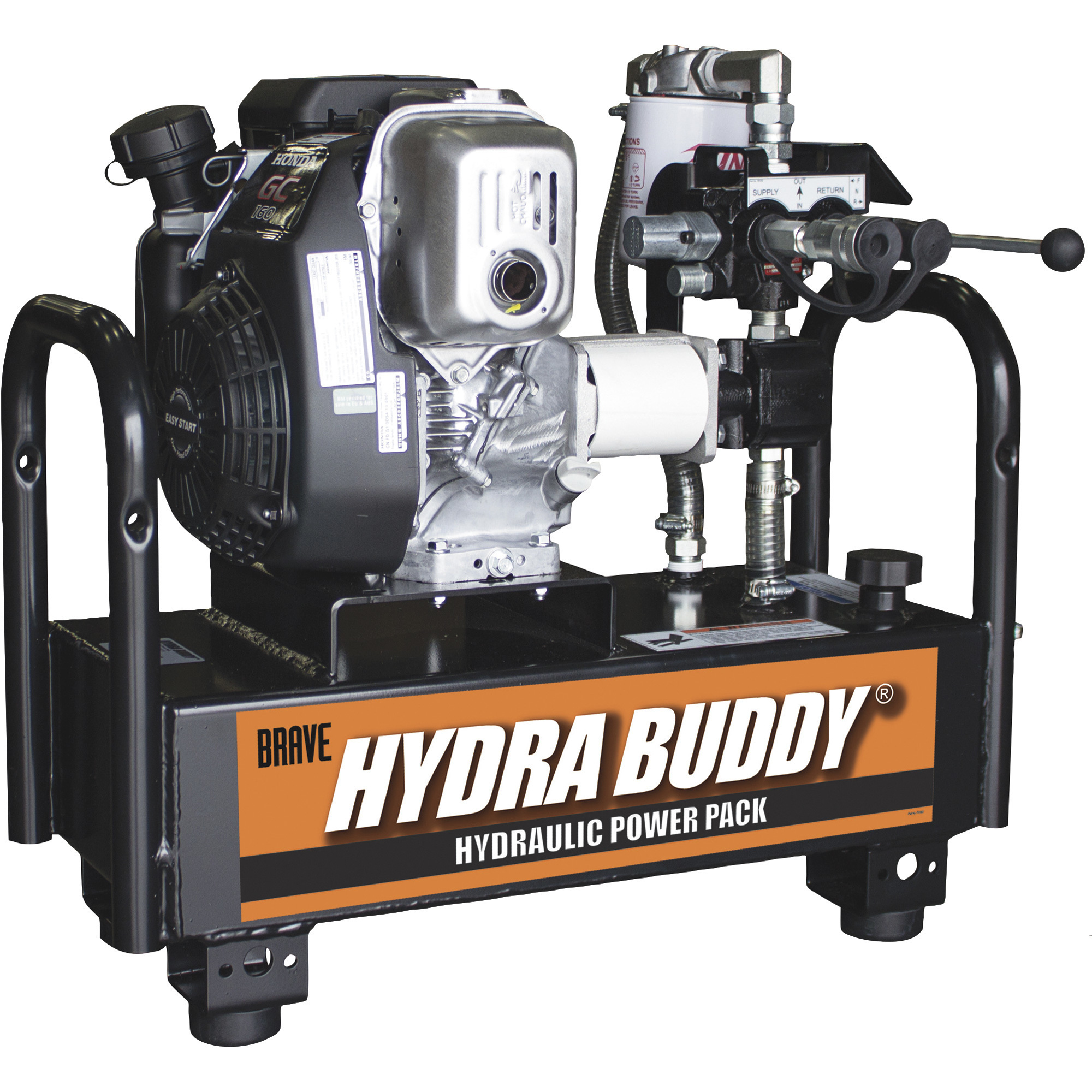 BravePro Hydraulic Power Pack, Honda GC160 Recoil Start, 7 GPM, 900 PSI, 3600 RPM, Model# HBH16GC